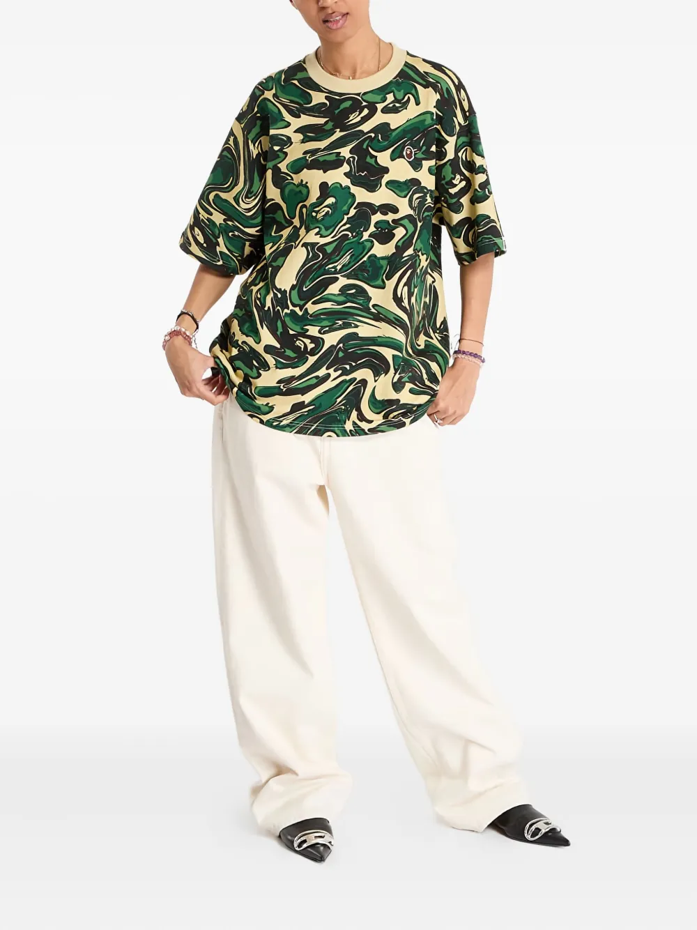 A BATHING APE T-shirt met camouflageprint Groen