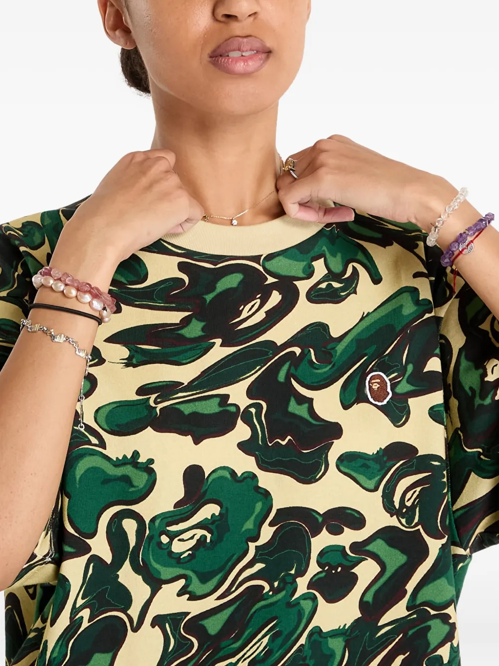 A BATHING APE T-shirt met camouflageprint Groen