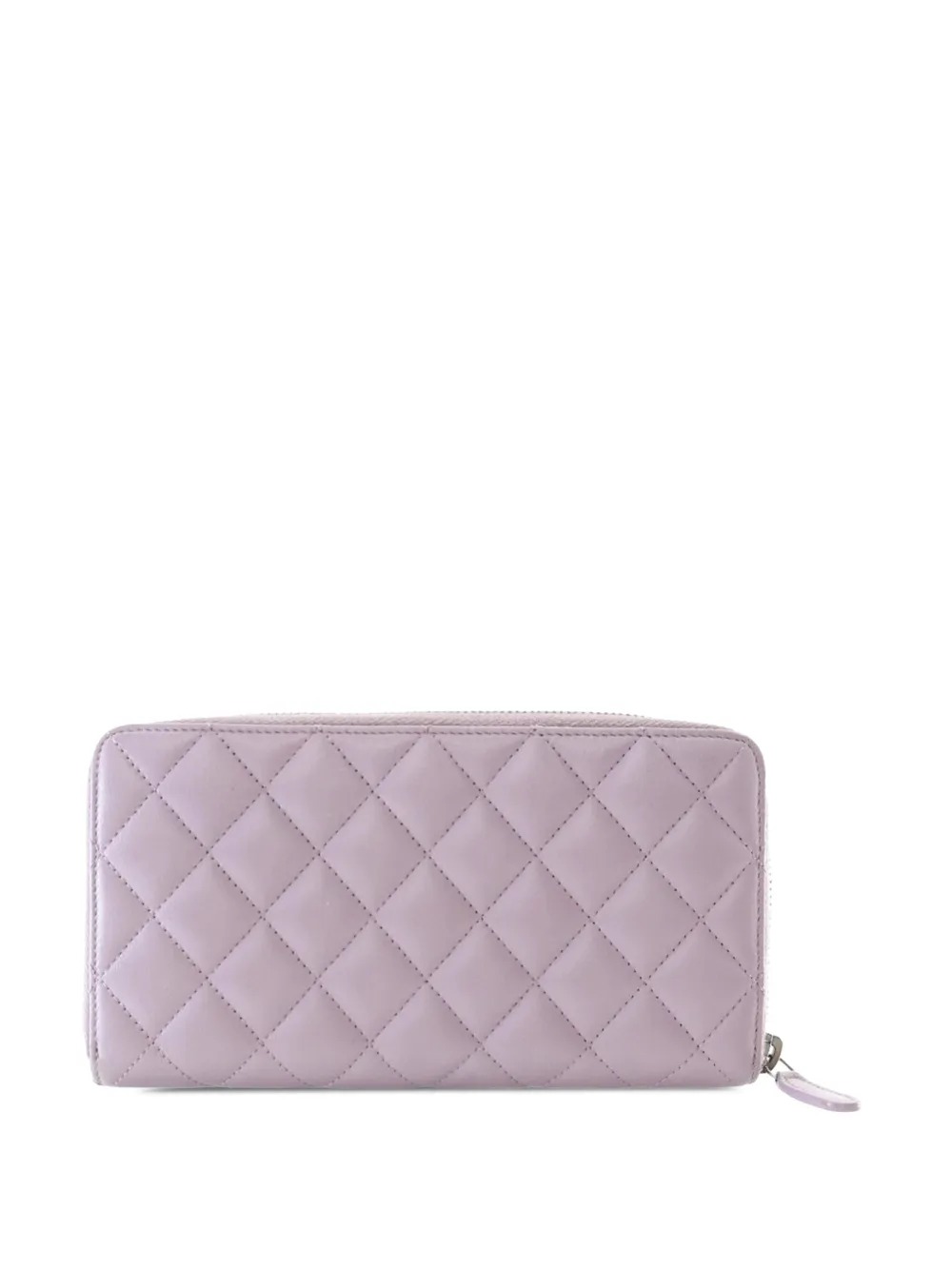 Pre-owned Chanel 2012 Quilted Lambskin Classic Zip Wallet Long Wallets
