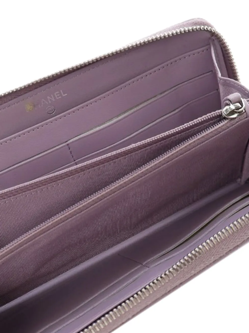 Pre-owned Chanel 2012 Quilted Lambskin Classic Zip Wallet Long Wallets