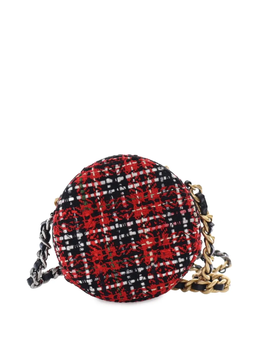 Pre-owned Chanel 2020 Tweed 19 Round Clutch With Chain Satchel