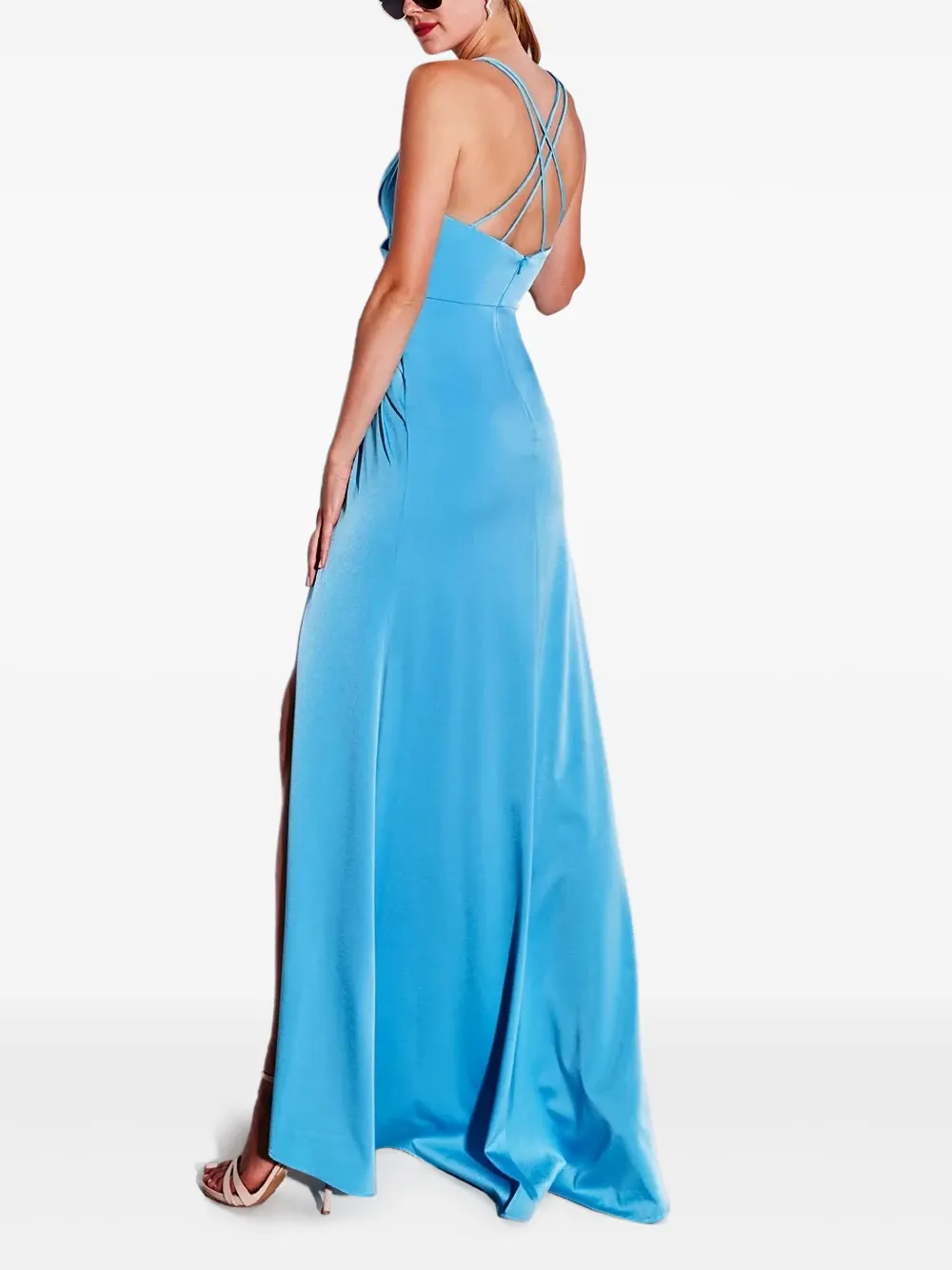 Allure cross-back split dress - Blauw
