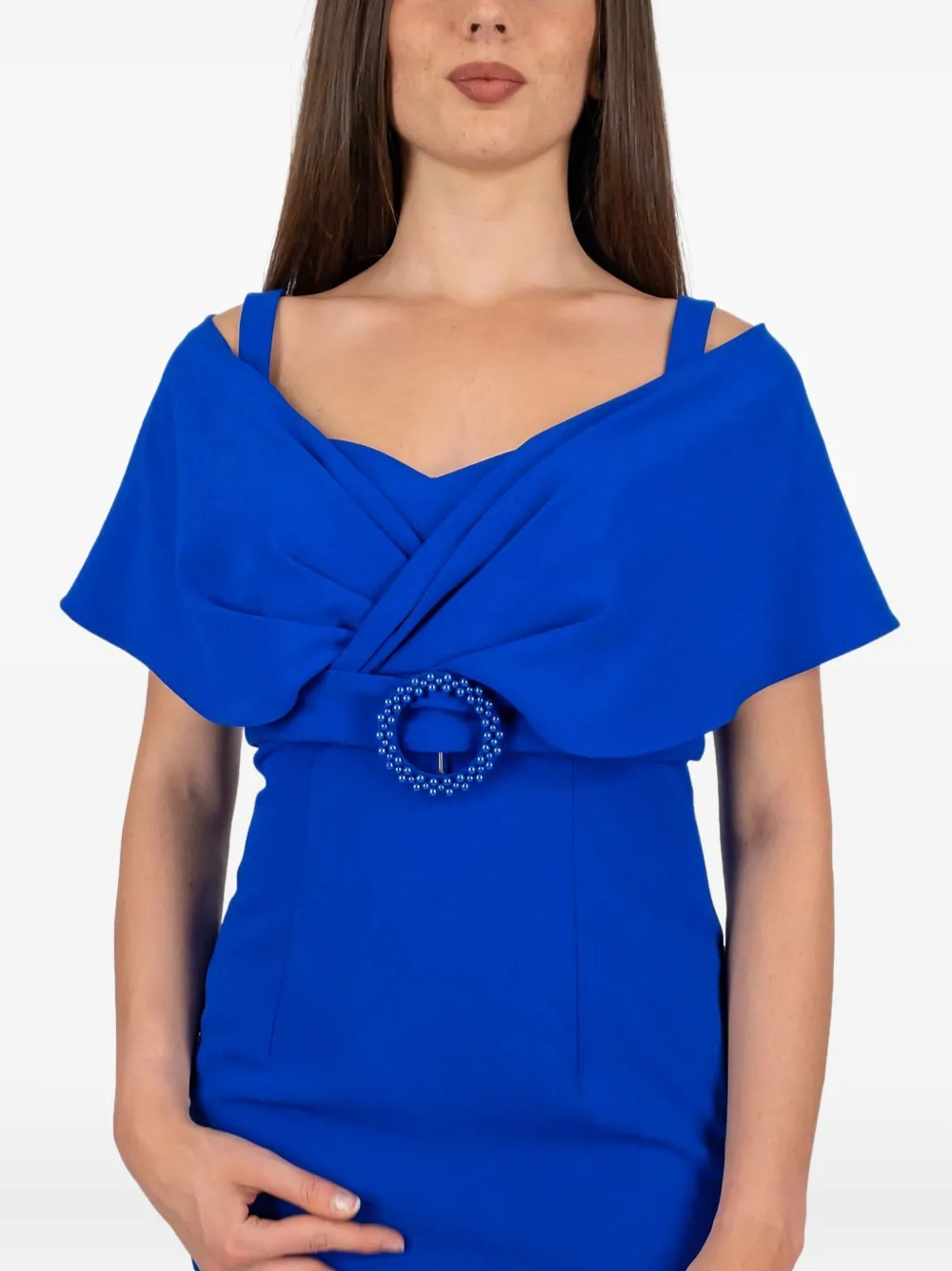 Allure Embellished Belted Dress In Blue