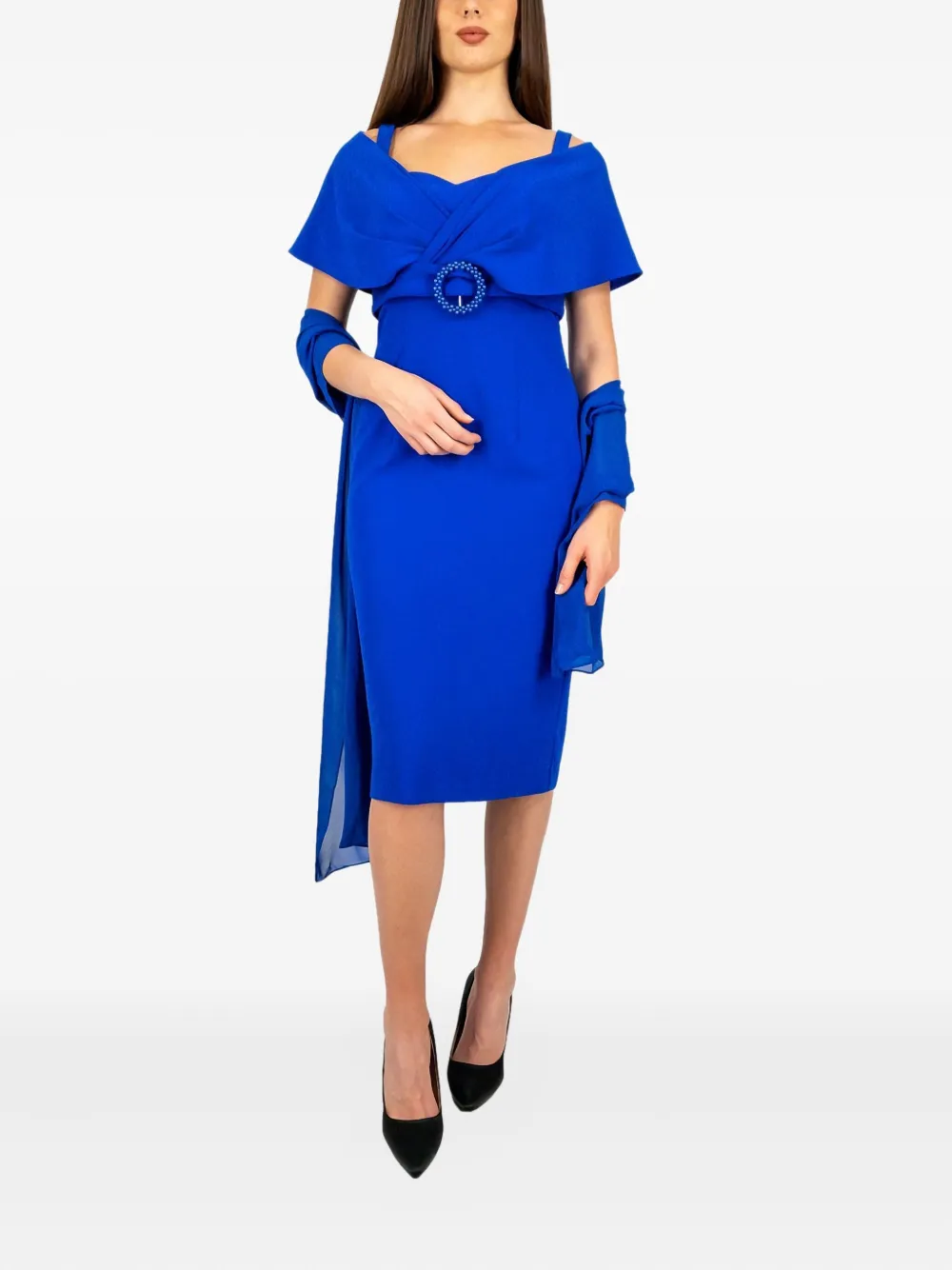 Allure embellished belted dress - Blauw