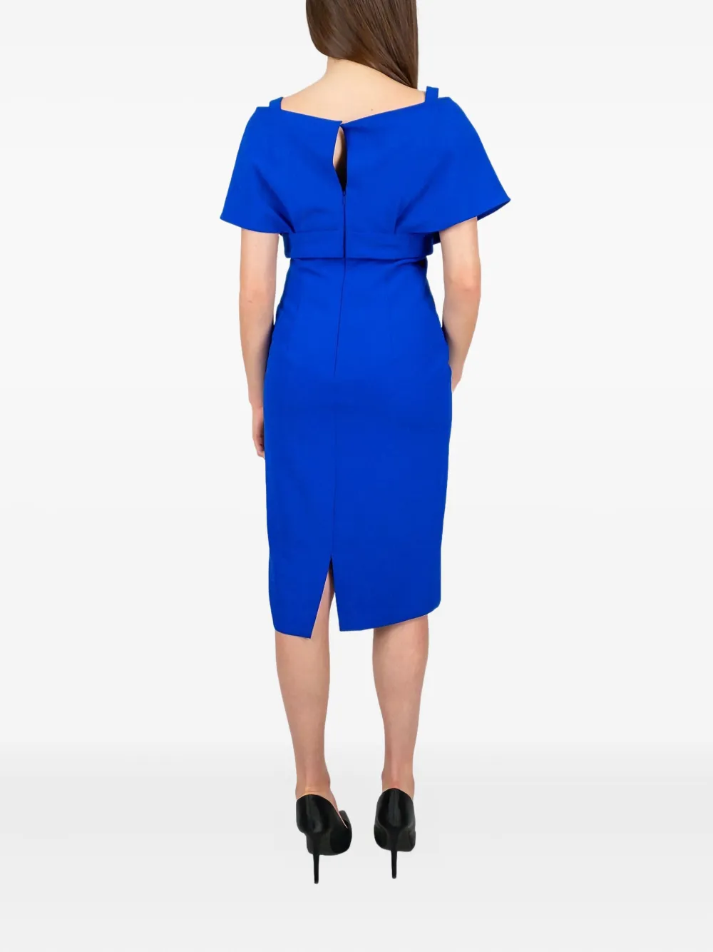 Allure Embellished Belted Dress In Blue