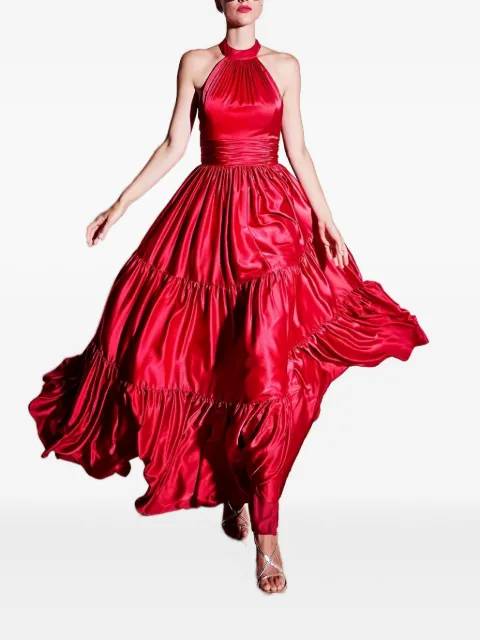 Allure halter-neck tiered maxi dress