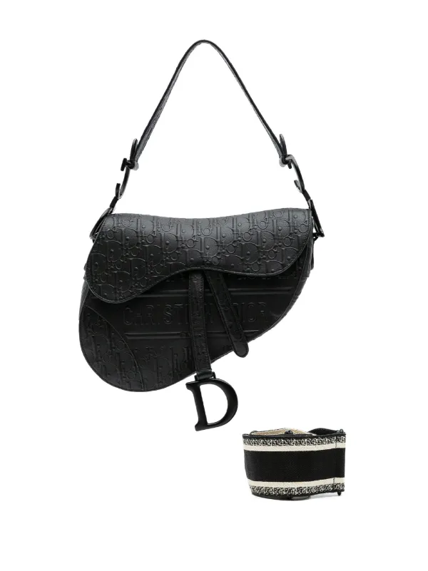 【美品】Dior Saddle バッグ ブラック Saddle Bag with Strap Black Grained Calfskin | DIOR