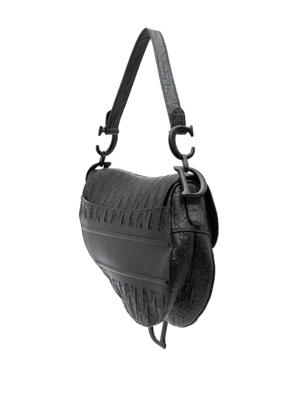 【美品】Dior Saddle バッグ ブラック Saddle Bag Black Dior Oblique Jacquard and Black Grained