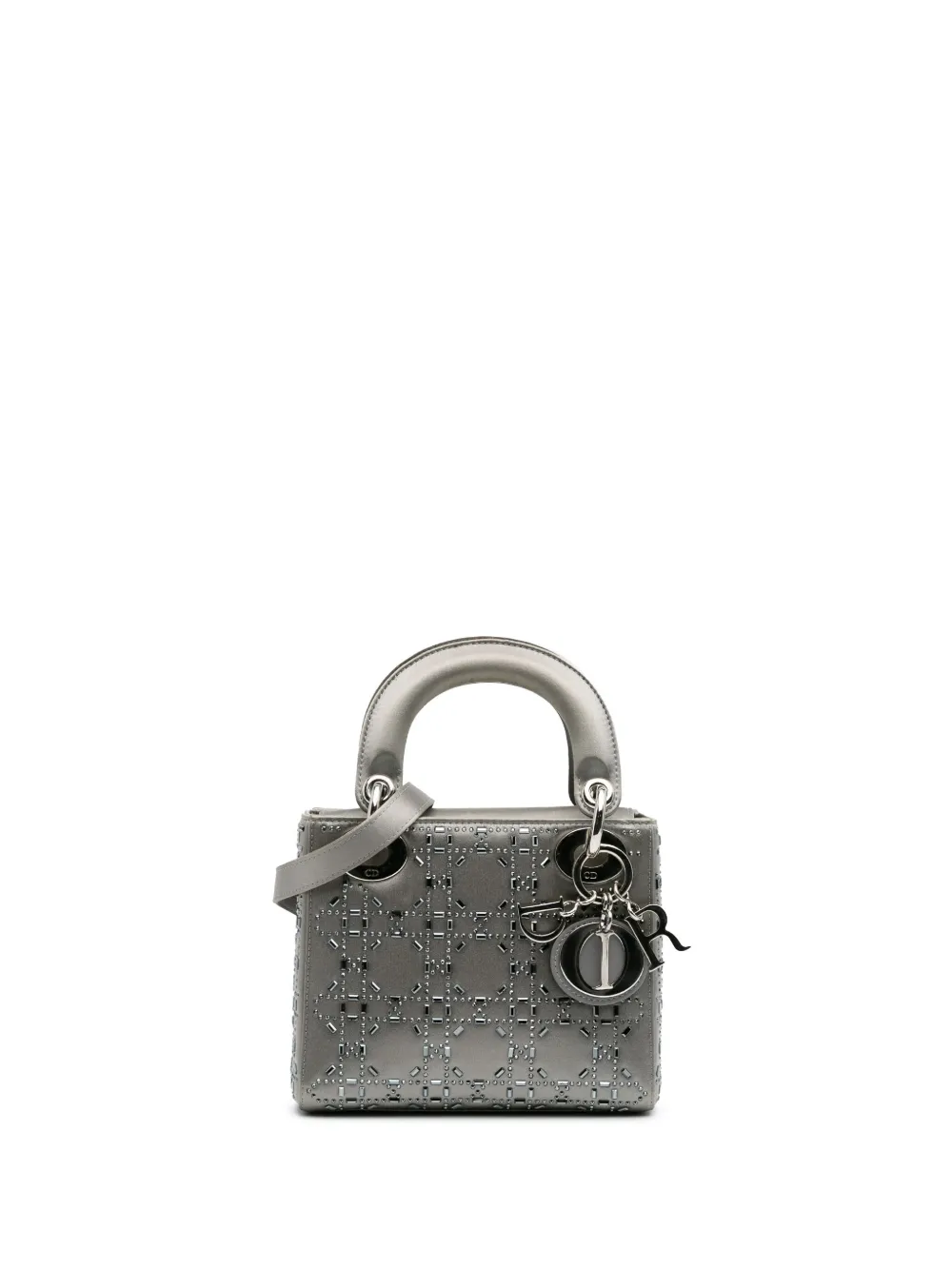 Christian Dior Pre-Owned 2017 ミニ サテン カナージュ ストラス クリスタル レディ ディオール Christian Dior Pre-Owned 2017 ミニ サテン カナージュ ストラス クリスタル レディ ディオール