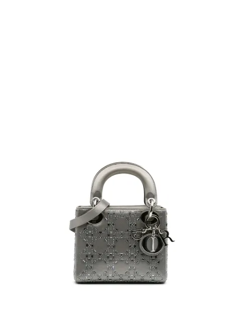 Christian Dior Pre-Owned شنطة 'ليدي ديور' ساتان صغيرة بحمالة كتف وزينة كريستال وخياطة كاناج 2017