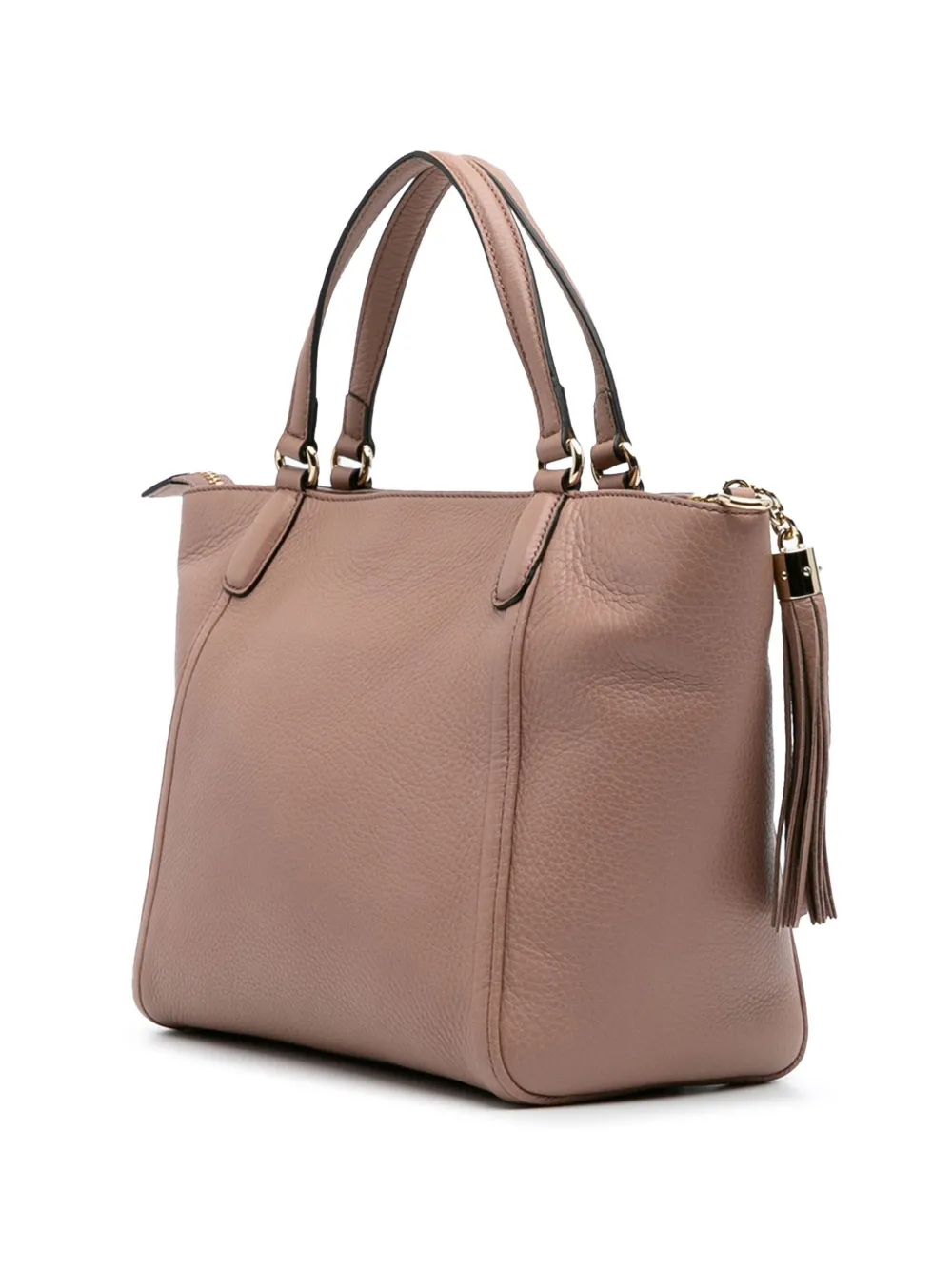 Pre-owned Gucci 2016-2024 Small Pebbled Leather Soho Cellarius Satchel In Pink