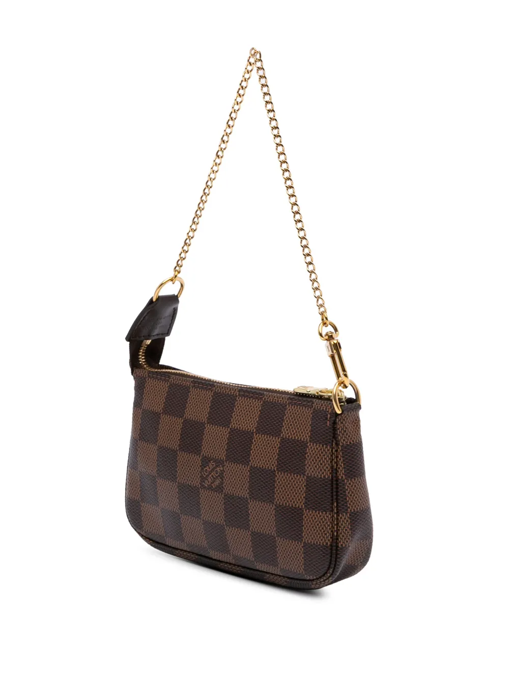 Pre-owned Louis Vuitton 2020 Damier Ebene Mini Pochette Accessoires Handbag In Brown