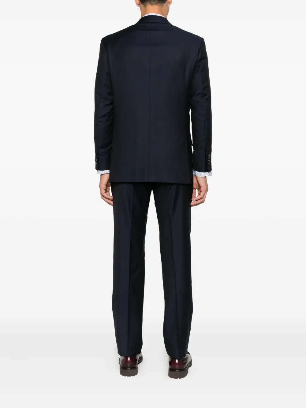 Kiton Wollen pak met dubbele rij knopen Blauw