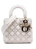 Christian Dior Pre-Owned 2022 Small Lambskin Cannage Lucky Star Studded Lady Dior satchel - White