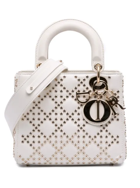 Christian Dior Pre-Owned 2022 Small Lambskin Cannage Lucky Star Studded Lady Dior satchel
