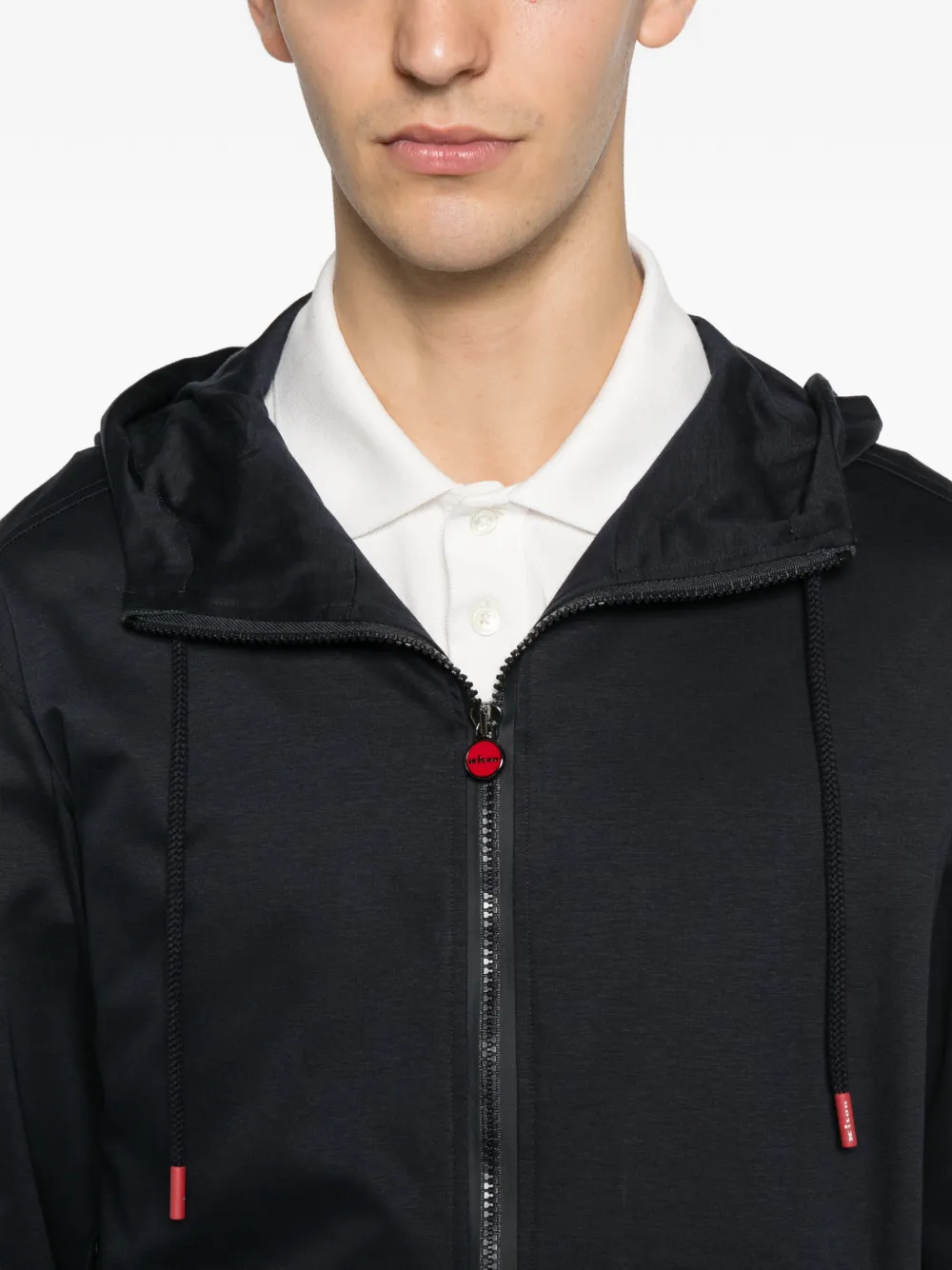 Kiton zip-up hoodie Blauw