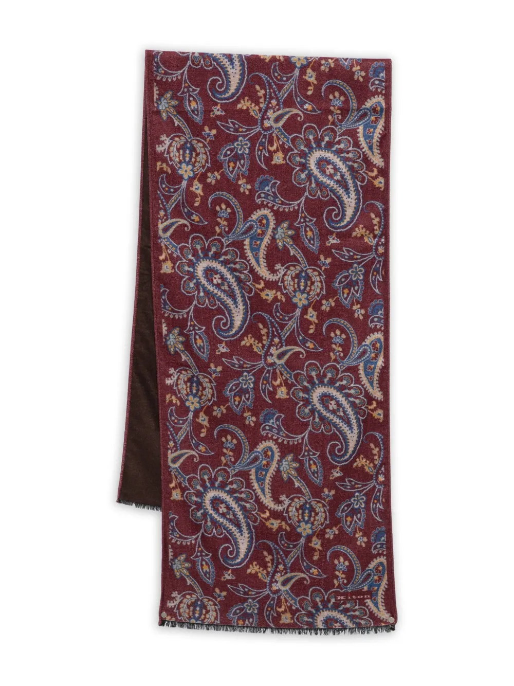 Kiton paisley-print silk scarf | Red | Image 1