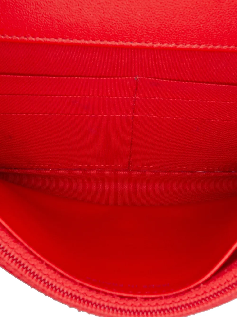 Pre-owned Chanel 2017-2018 Chevron Calfskin Boy Wallet On Chain Crossbody Bag In Red