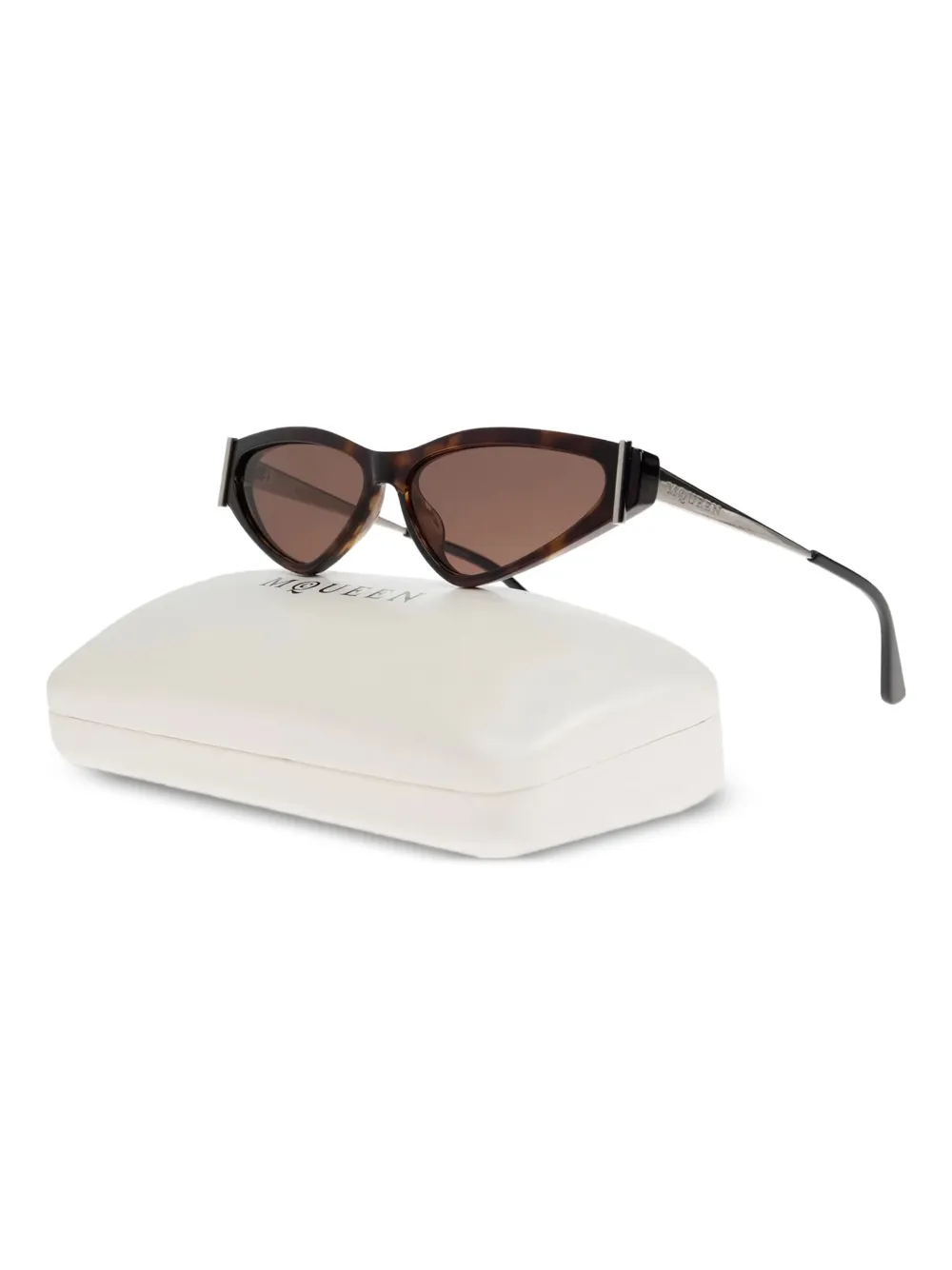 Alexander McQueen Eyewear Zonnebril met geometrisch montuur Bruin
