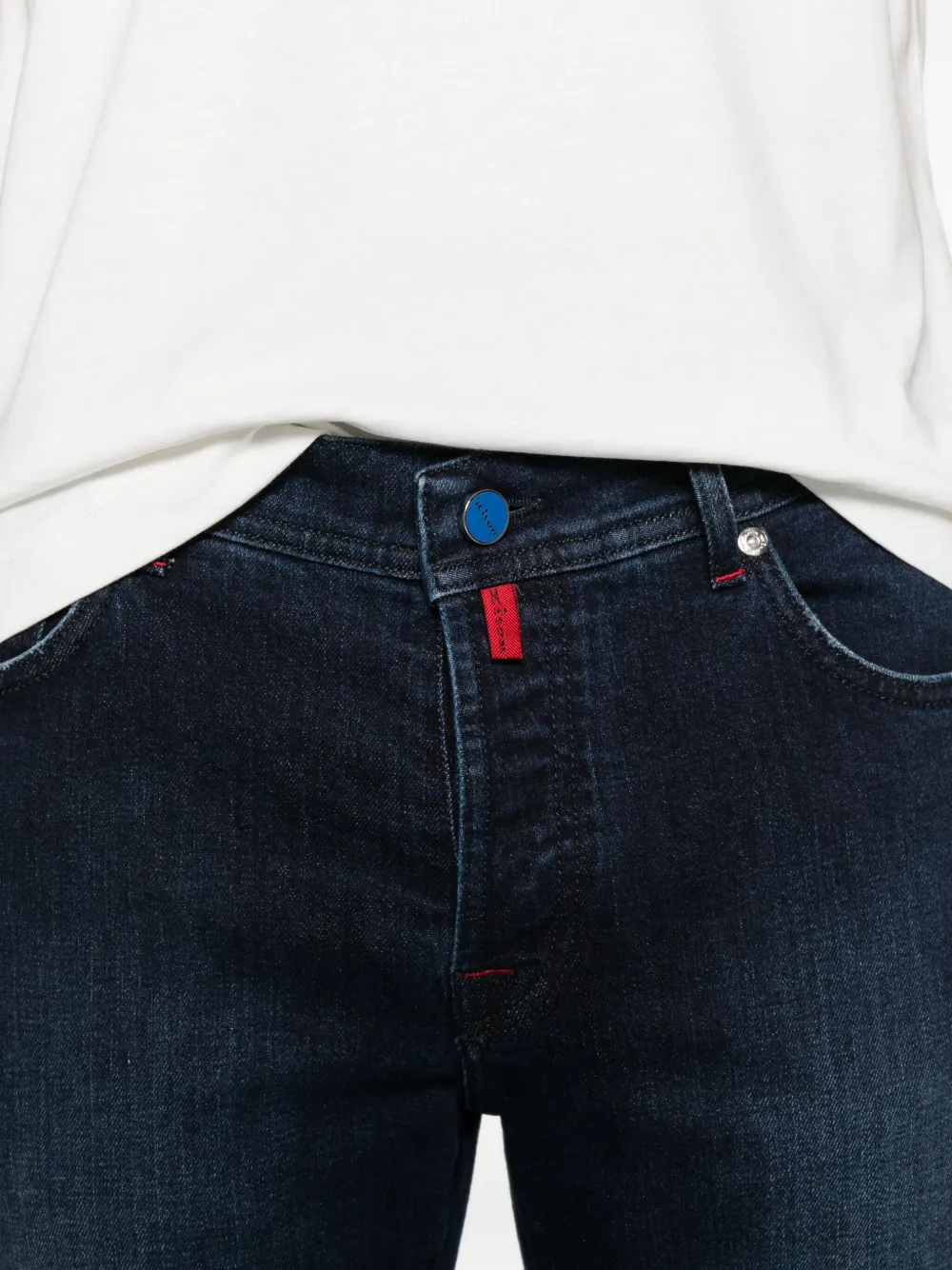 Kiton Jeans met knoop Blauw