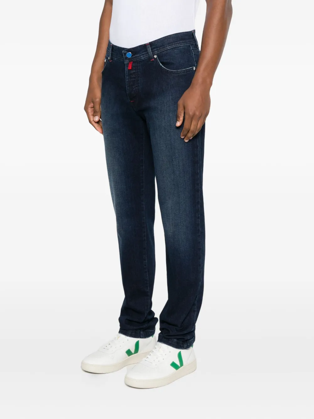 Kiton Jeans met knoop Blauw