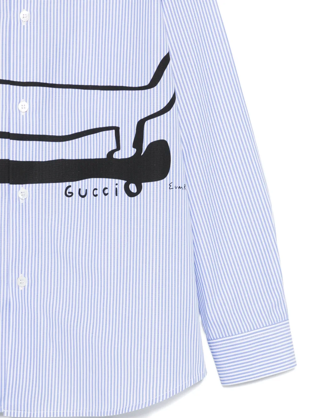 Gucci Kids Gestreept shirt met teckelprint Blauw