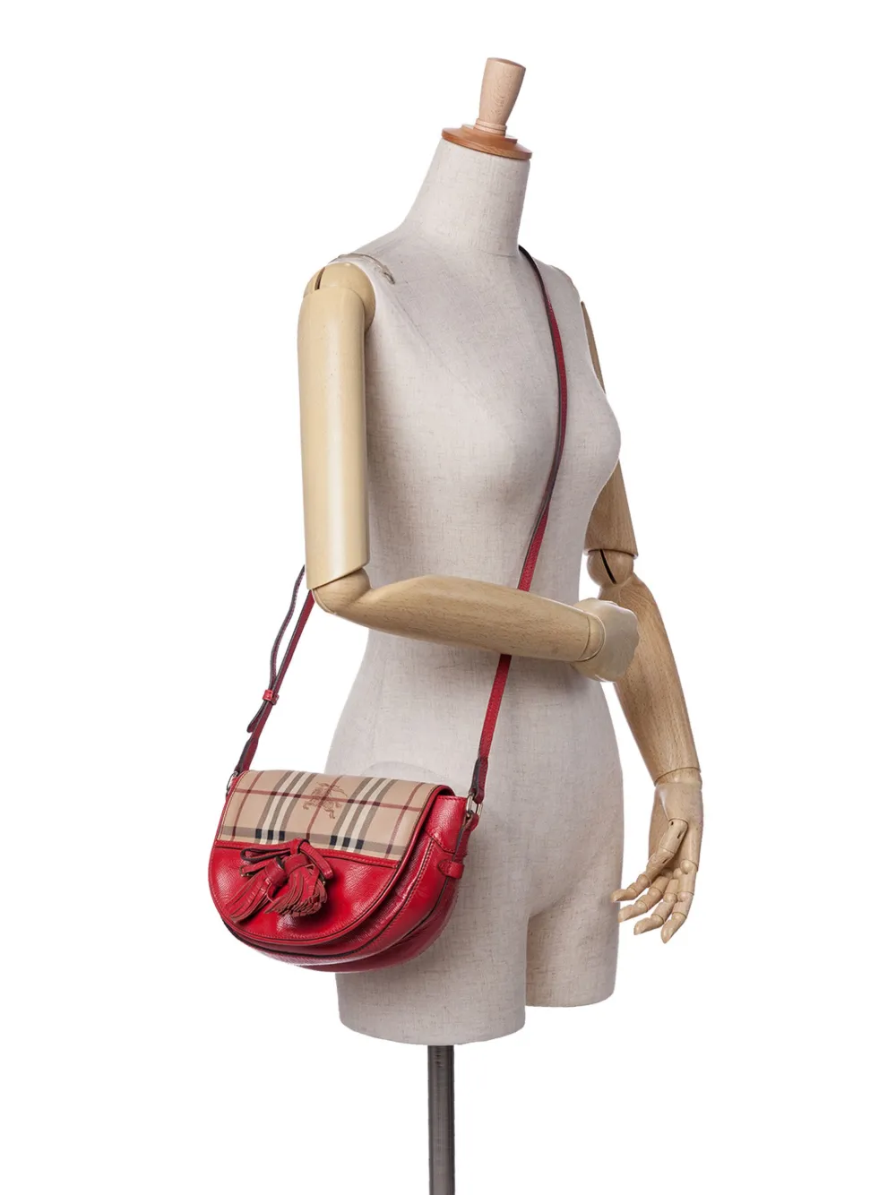 Pre-owned Burberry 2000-2017 Patent Leather And Haymarket Check Coated Canvas Maydown Crossbody Bag
