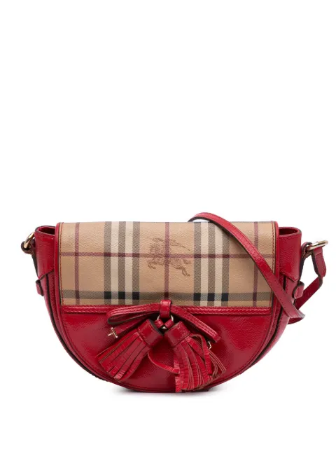 Burberry Pre-Owned 2000-2017 Patent Leather and Haymarket Check Coated Canvas Maydown crossbody bag