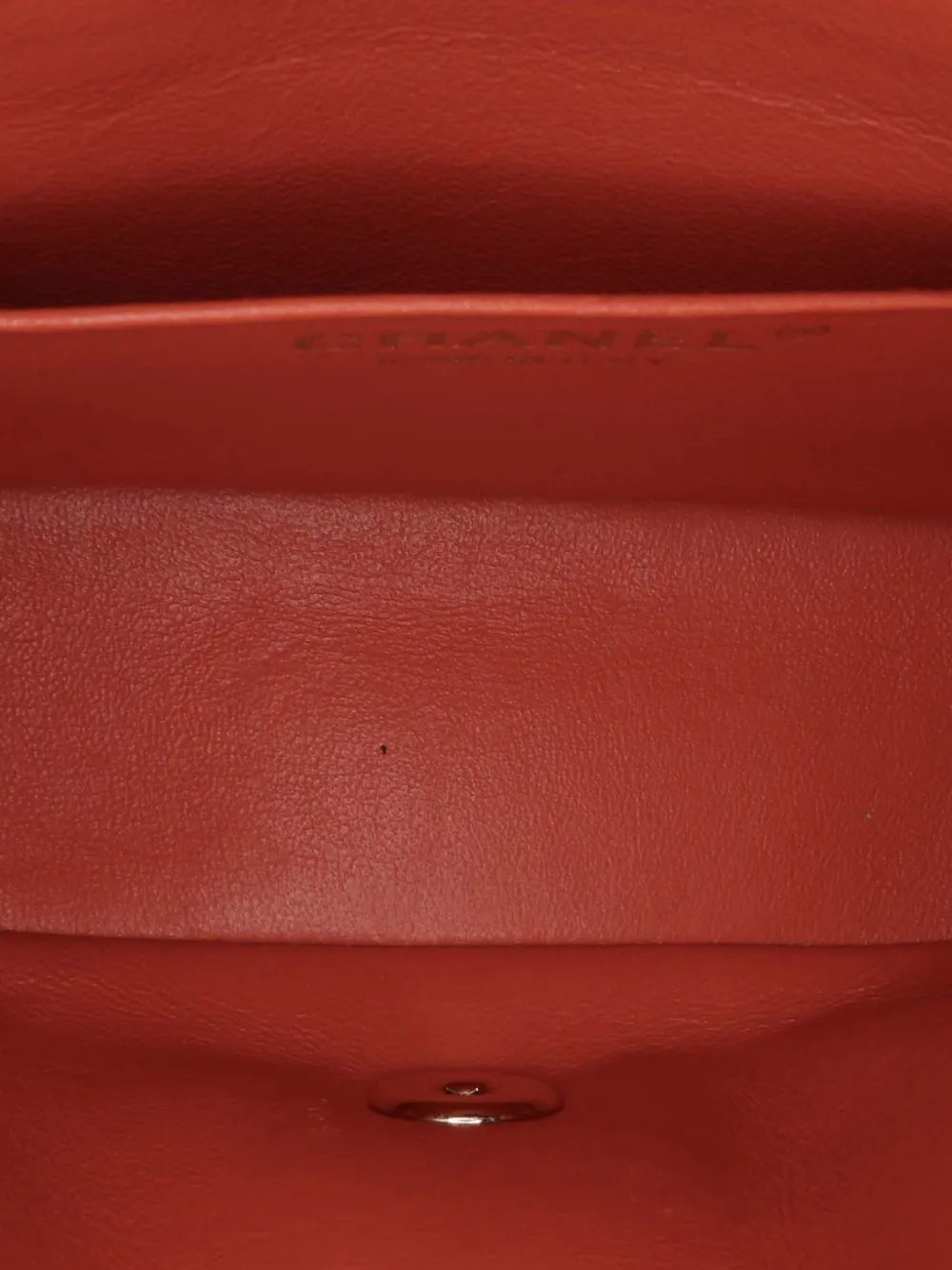 Pre-owned Chanel 2017-2018 Mini Square Classic Lambskin Single Flap Crossbody Bag In Orange