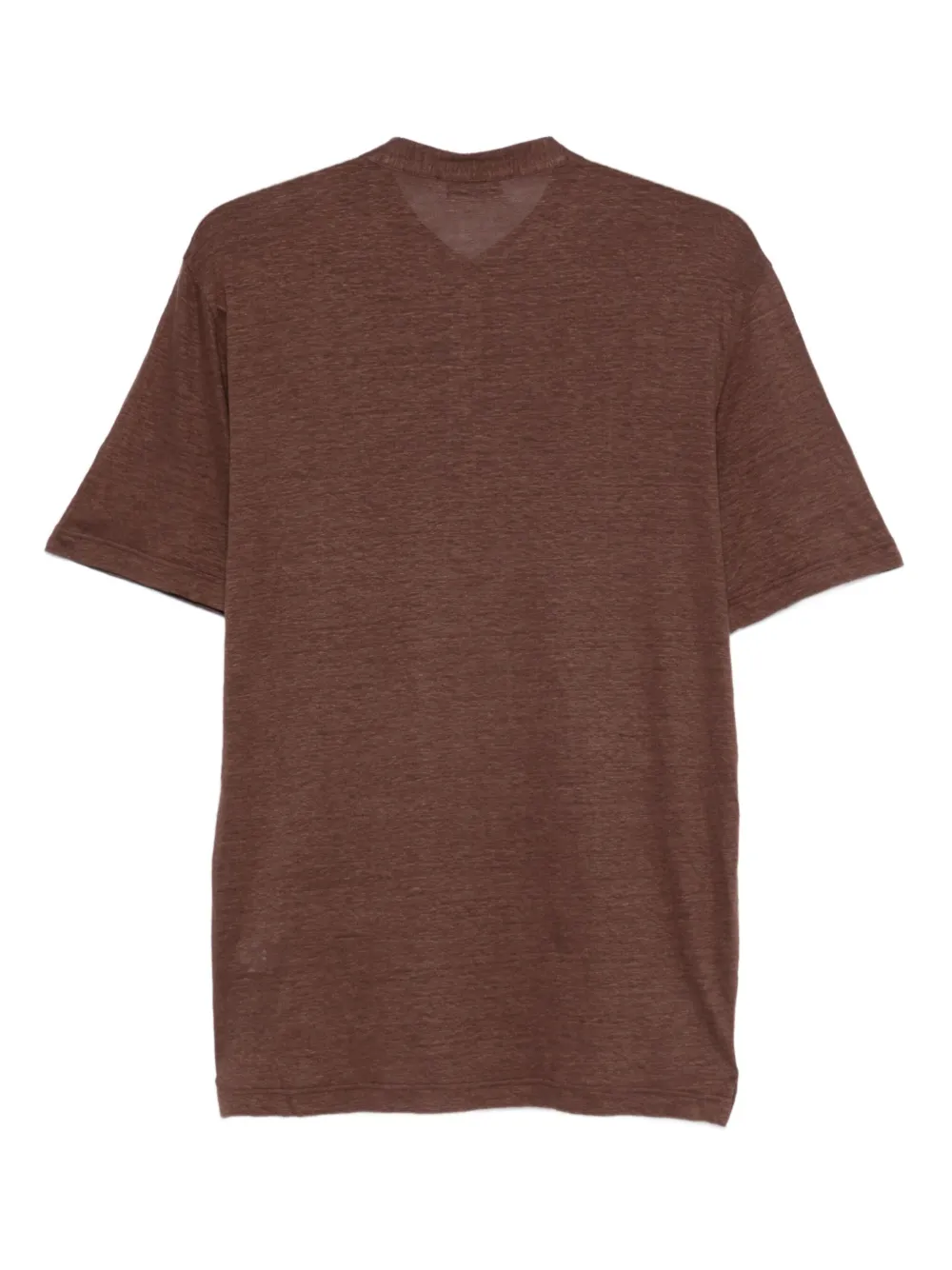 Gran Sasso Linnen T-shirt met knopenbies - Bruin
