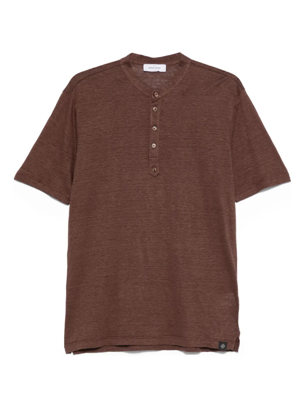 Gran Sasso button-placket linen T-shirt | Brown | Image 1