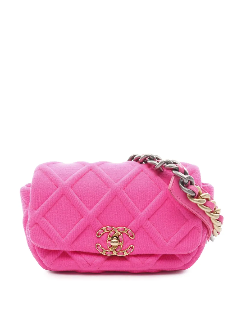 CHANEL Pre-Owned 2019 Quilted Jersey 19 belt bag - ピンク CHANEL Pre-Owned 2019 Quilted Jersey 19 belt bag - ピンク