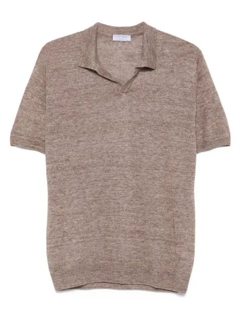 Gran Sasso polo-neck linen T-shirt