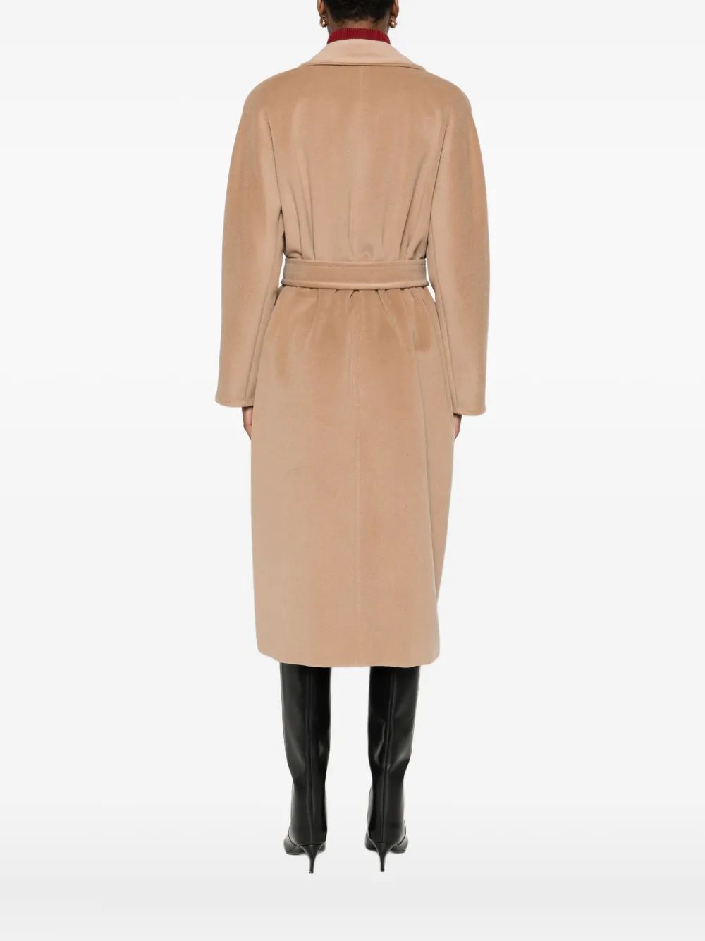 Max Mara Madame wollen jas met dubbele rij knopen Beige