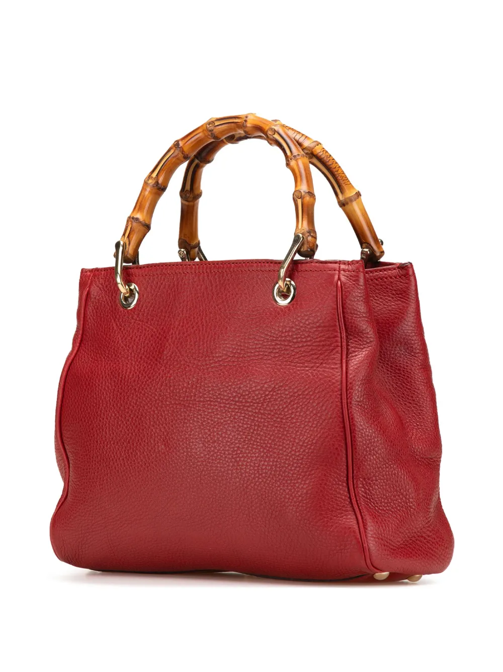 Pre-owned Gucci 2016-2025 Small Calfskin Bamboo Shopper Satchel In Red