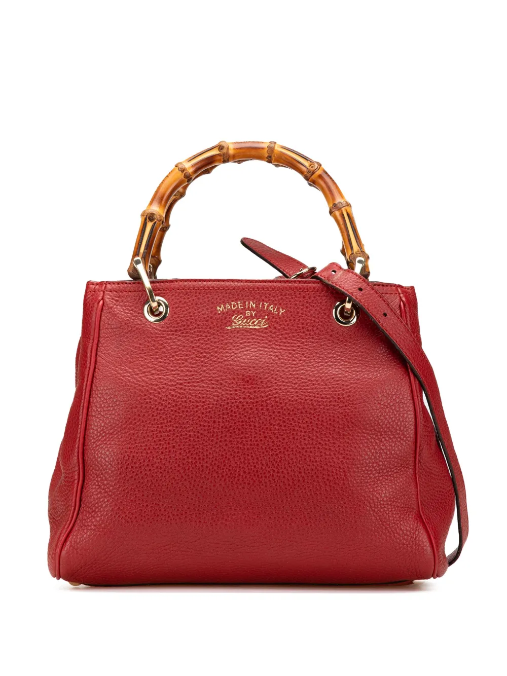 Gucci Pre-Owned 2016-2025 スモール カーフスキン バンブー ショッパー サッチェルバッグ - レッド Gucci Pre-Owned 2016-2025 スモール カーフスキン バンブー ショッパー サッチェルバッグ - レッド