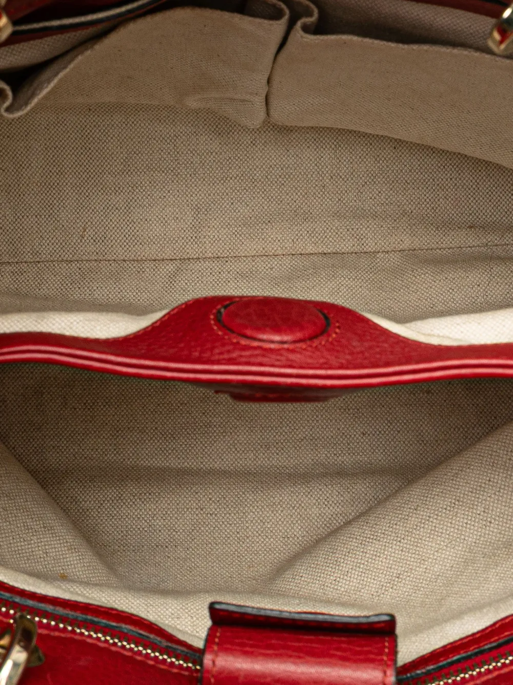 Pre-owned Gucci 2016-2025 Small Calfskin Bamboo Shopper Satchel In Red