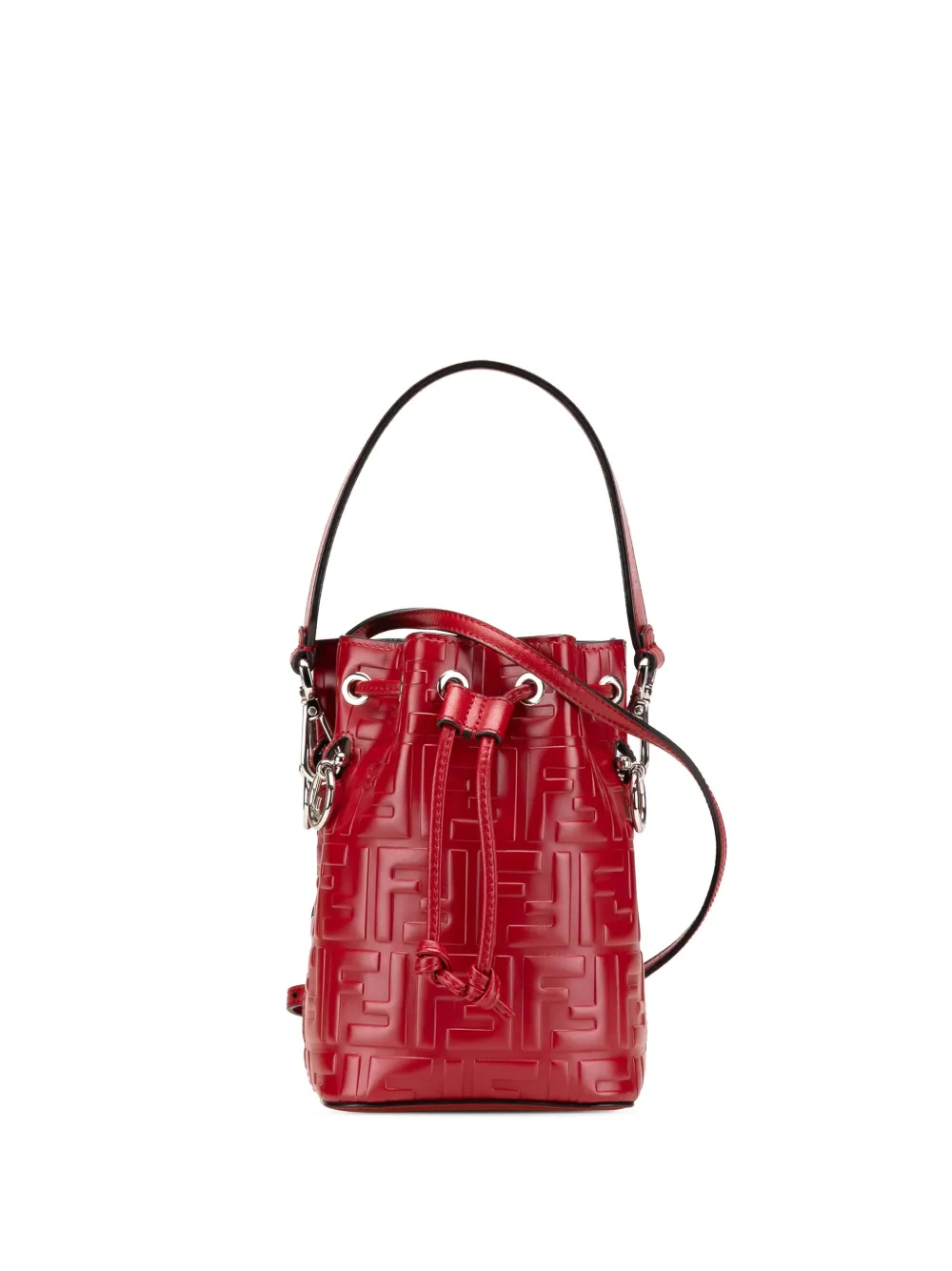 Fendi Pre-Owned 2010-2025 Mini Zucca Embossed Leather Mon Tresor Bucket Bag satchel | Red | Image 1