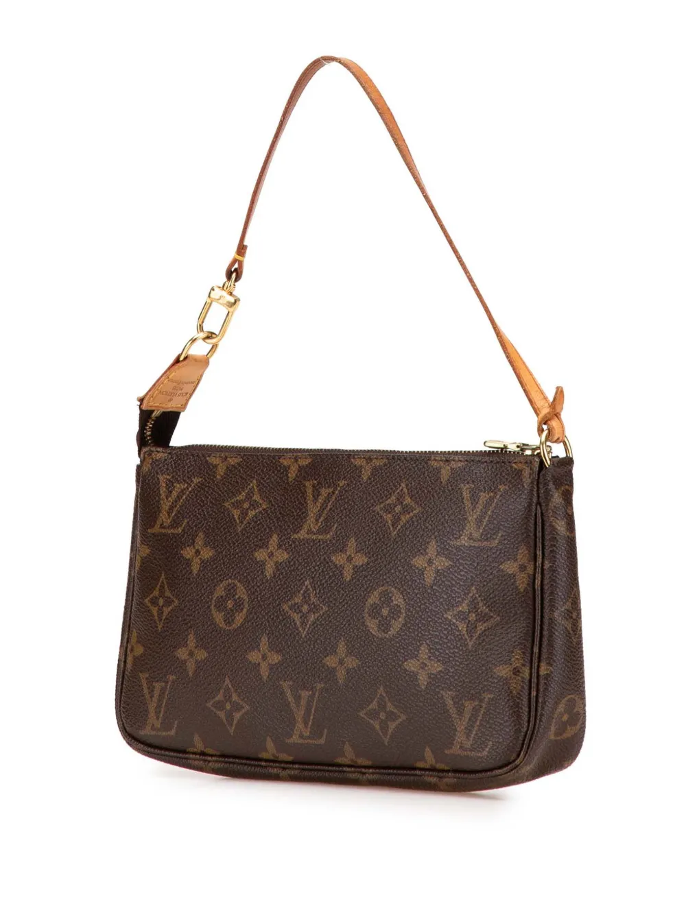 Pre-owned Louis Vuitton 2000 Monogram Pochette Accessoires Shoulder Bag In Brown