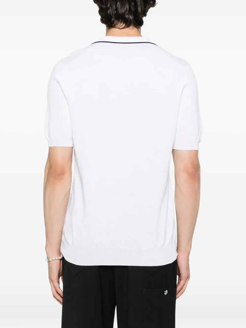 Gran Sasso Poloshirt met gebreide kraag Wit