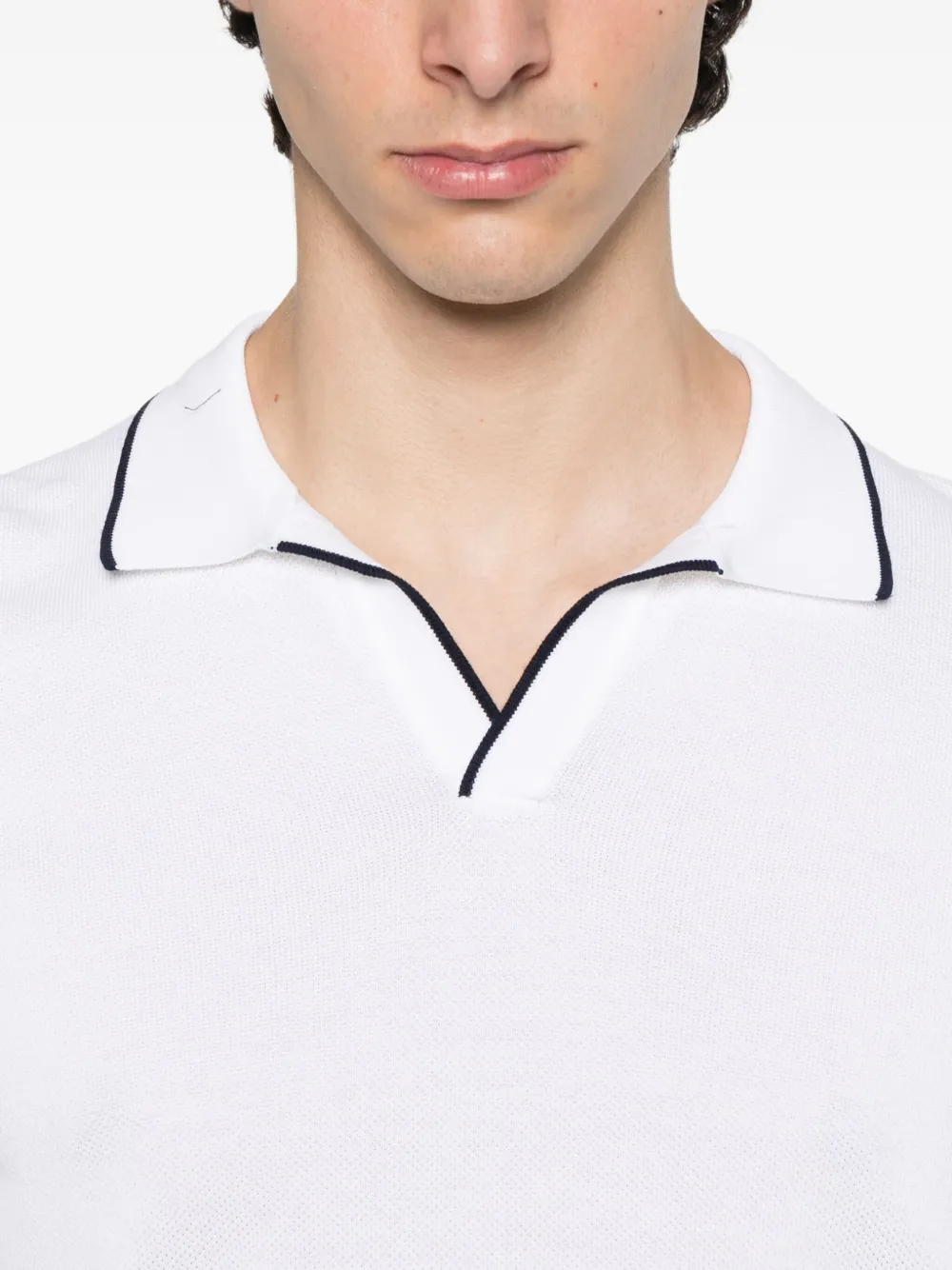 Gran Sasso Poloshirt met gebreide kraag Wit