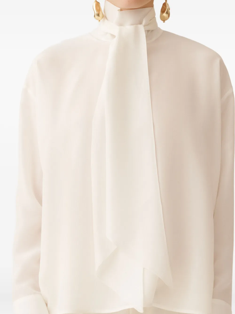Fabiana Filippi Zijden blouse met hoge hals Wit