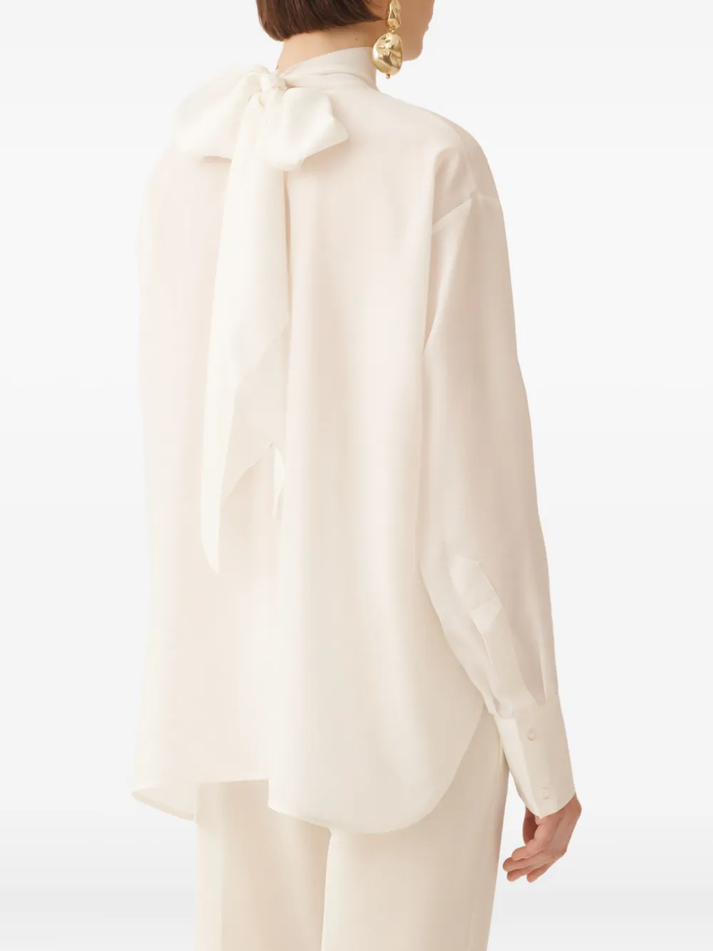 Fabiana Filippi Zijden blouse met hoge hals Wit