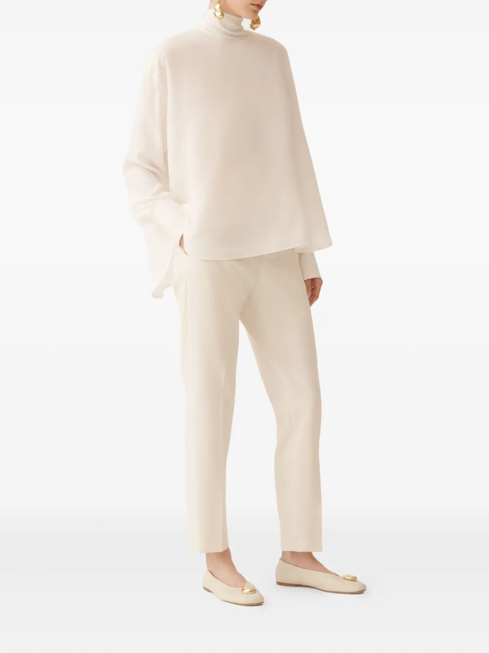 Fabiana Filippi Zijden blouse met hoge hals Wit