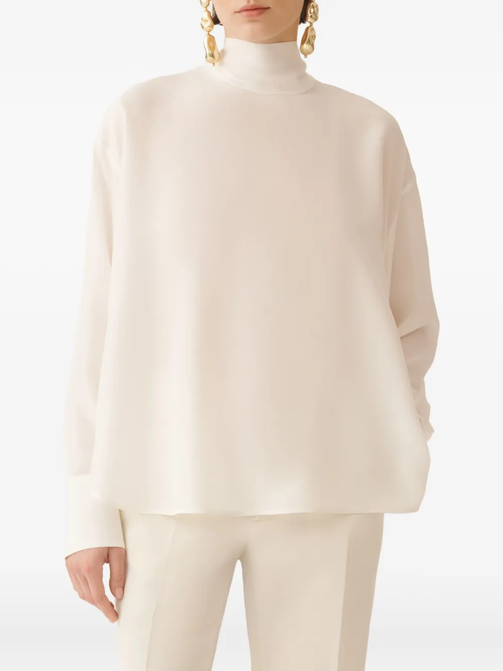 Fabiana Filippi Zijden blouse met hoge hals Wit