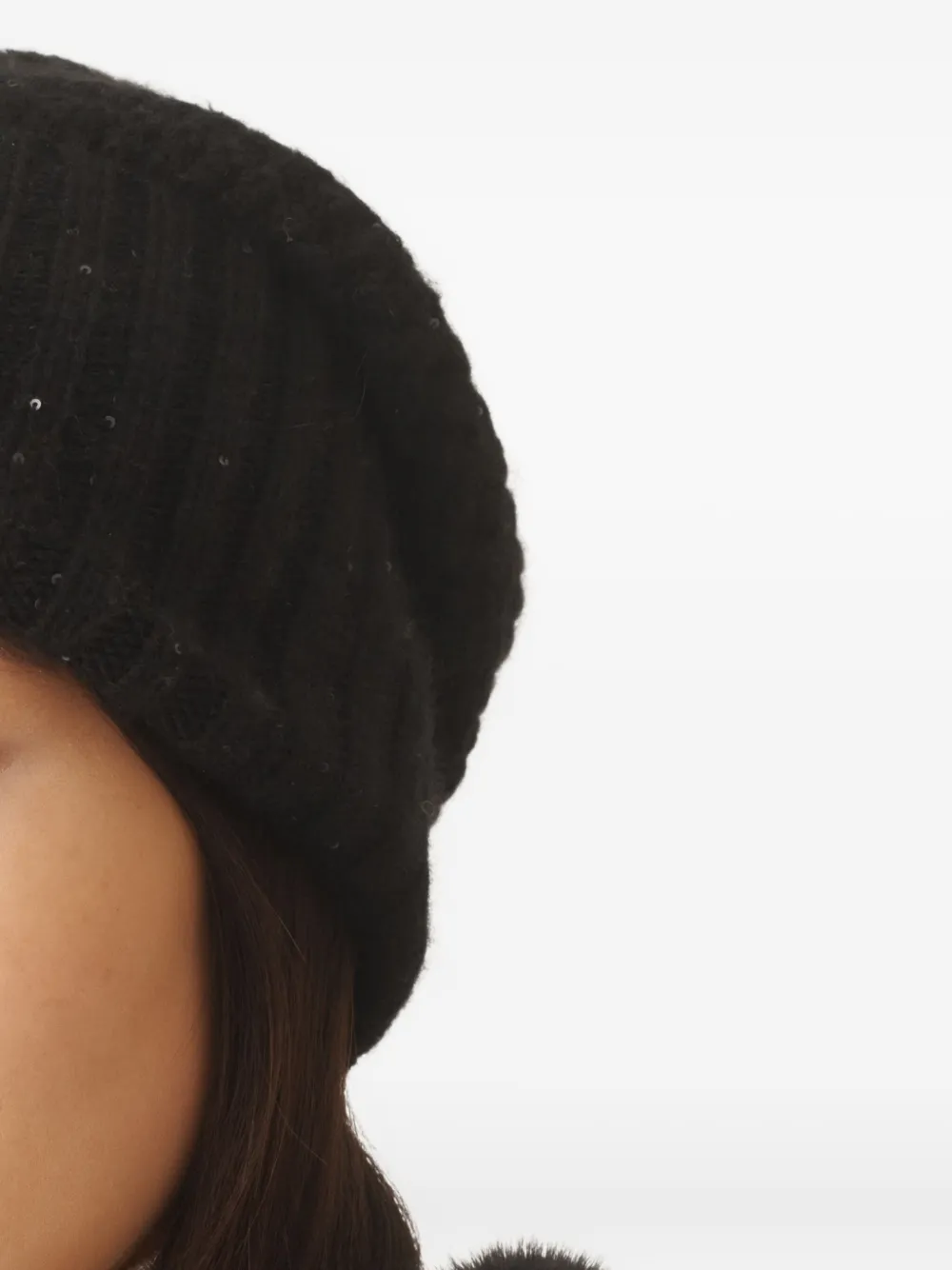 Fabiana Filippi Sequin-embellished Ribbed Beanie In Black