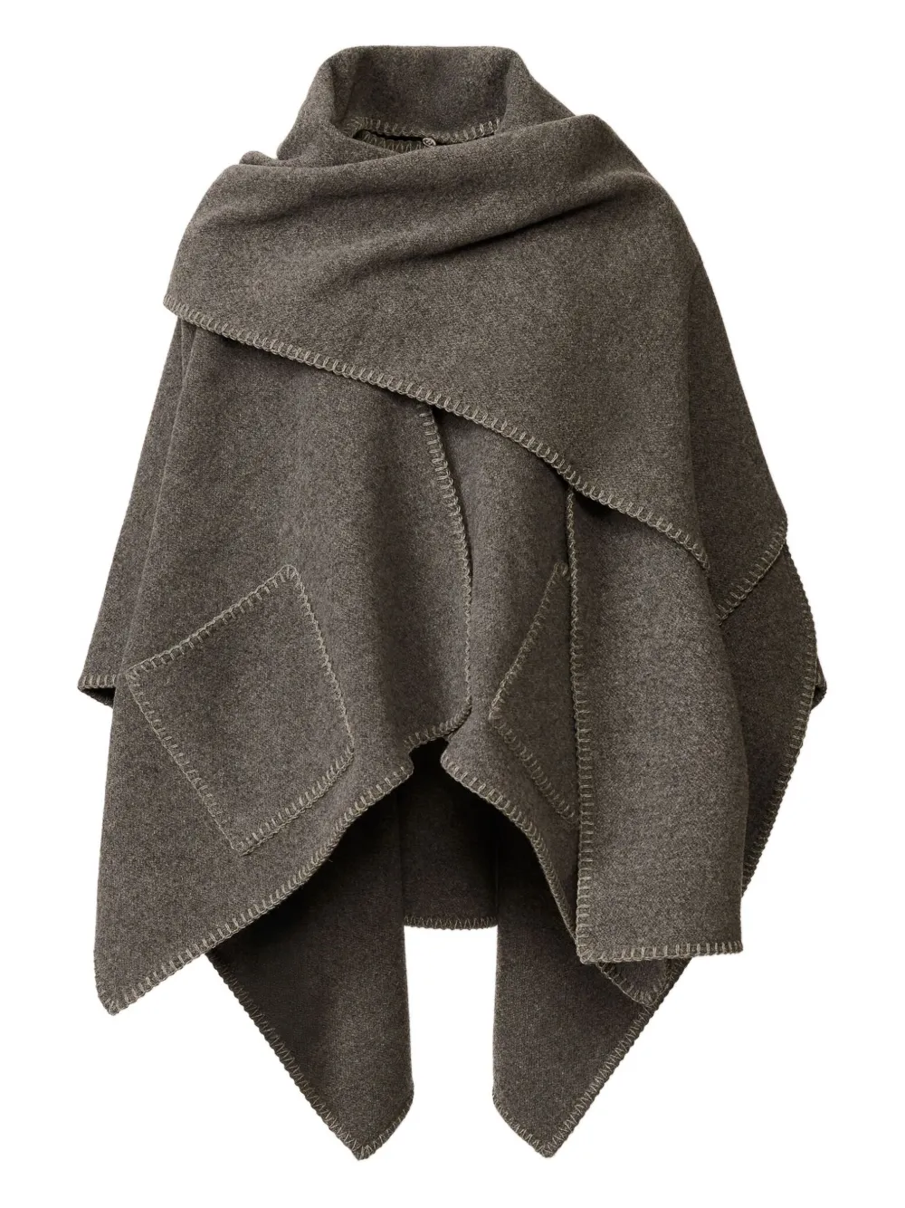 Fabiana Filippi Pocket-detail Wool Cape In Gray