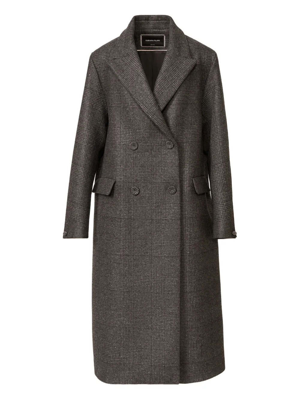 Fabiana Filippi checked double-breasted coat | Grey | Image 1