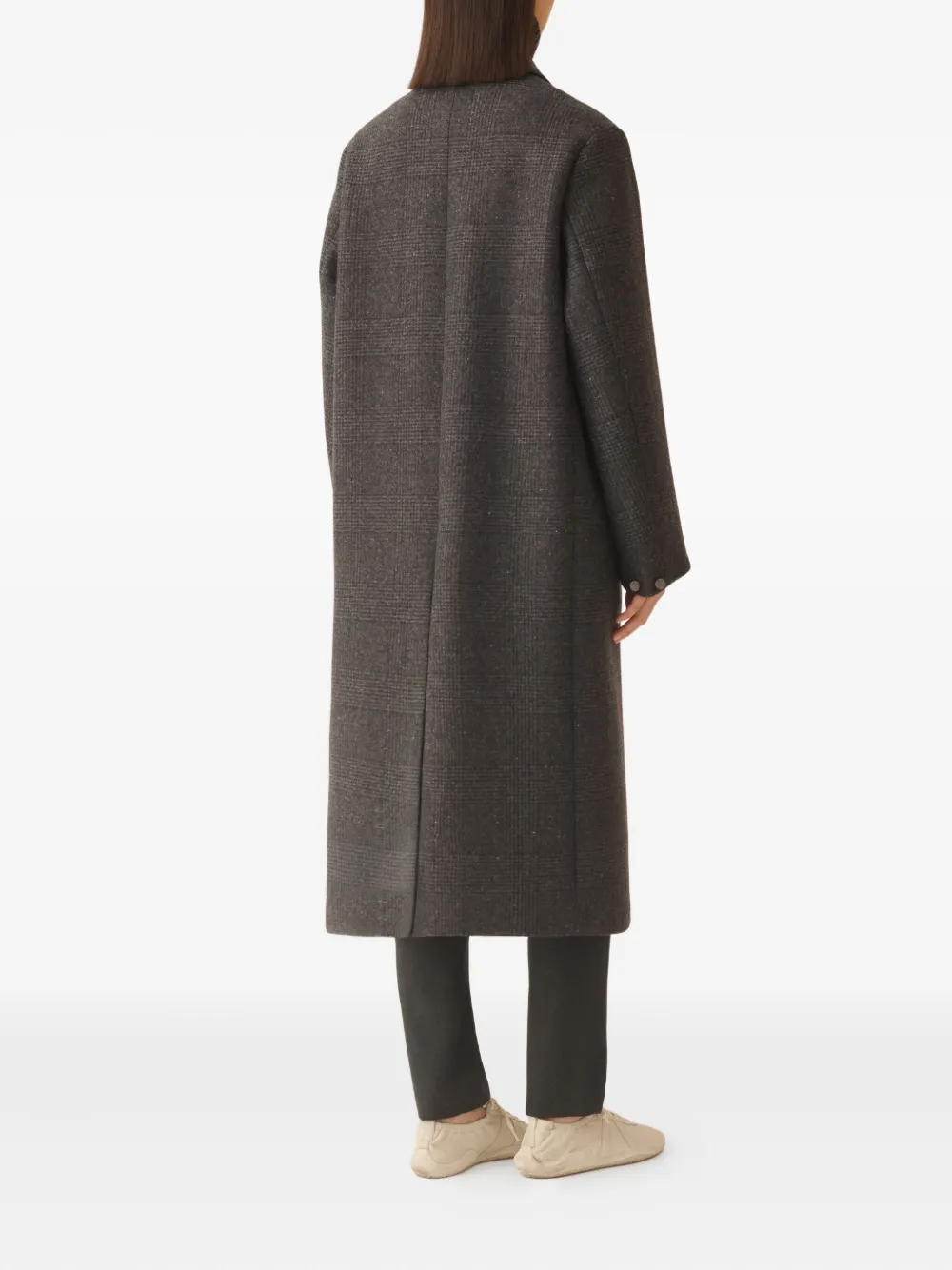 Fabiana Filippi Double-breasted Coat In Prince Of Wales Check In Black