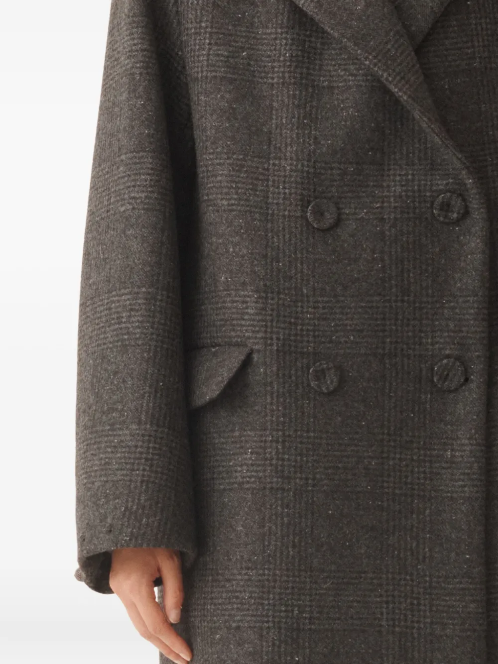 Fabiana Filippi Double-breasted Coat In Prince Of Wales Check In Black